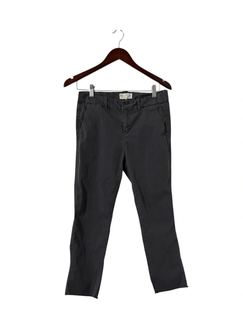 NILI LOTAN East Hampton Gray Slim Straight Trousers Pants Chinos